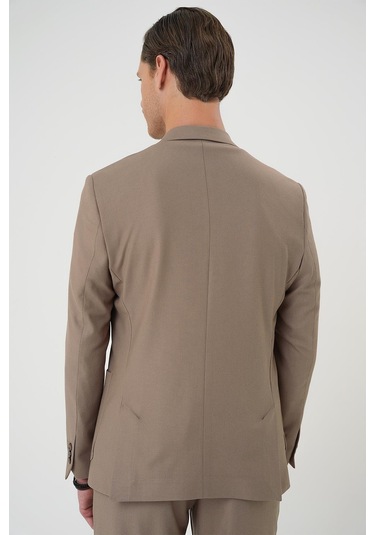 Comfort Fit Mono Yaka Torba Cep Casual Koyu Bej Ceket C 708 Bej
