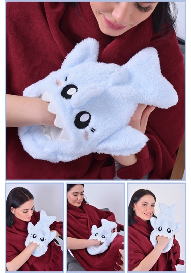 Shark Desenli Mavi Su Torbası Kılıfı Yumuşak