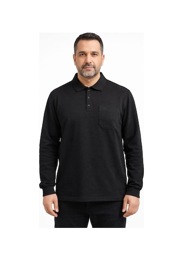 Classics Men Simenti Regular Fit Polo Yaka Uzun Kol Sweatshirt - 7566 Siyah