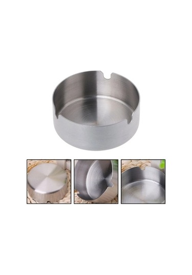 Ulzyvf Yuvarlak Üstü Taşınabilir Tablası Sigara Paslanmaz Küllük Kül İçin Gümüş Çelik Ku