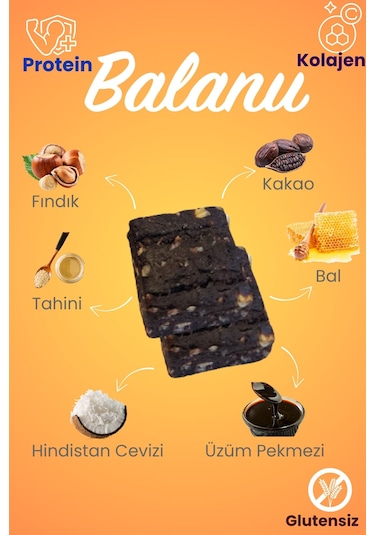 Balanu Kolajen Kakao & Fındık Brownie 50gr X3 Adet