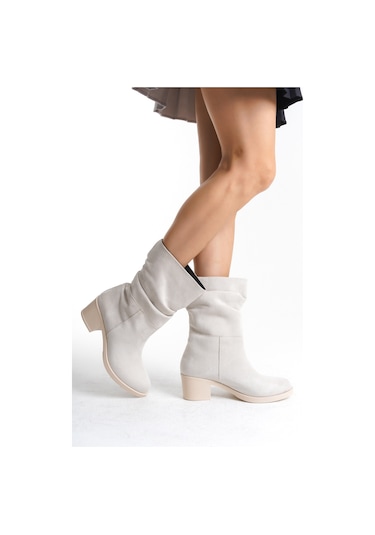 Garantili D1002 Soğuk Geçirmez Kışlık Kadın Bot Vizon-Süet