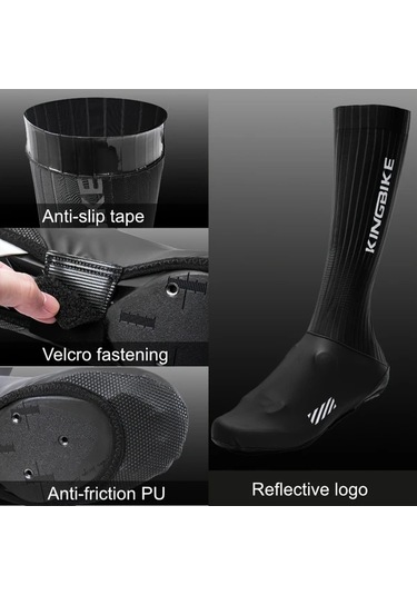 Willowhaven Black, 42-43 Cm Kıngbıke Su Geçirmez Bisiklet Ayakkabı Kılıfı Reflektif Gece Güvenlik Tasarımı Altın