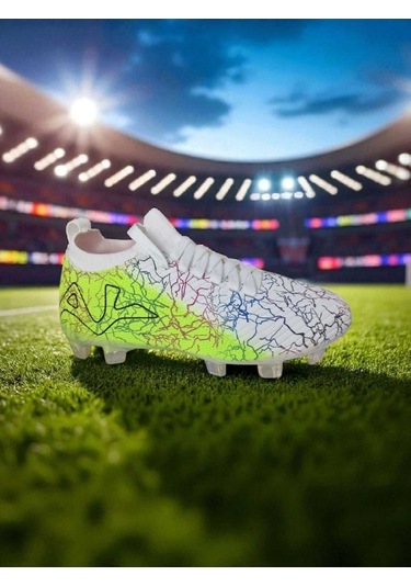 Trendyshose 252153 Çivili Rahat Çim Saha Krampon Ayakkabı Beyaz-yesıl