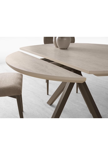 Nova T Yuvarlak Açılır Mutfak Masa Sandalye Takımı 70x120cm Krem