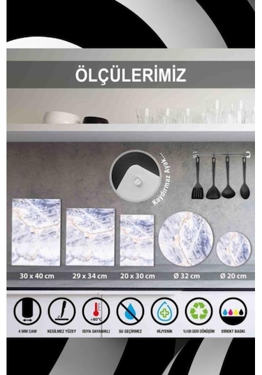 29X34 Cm Ezgi Desenli Cam Kesme Tablası