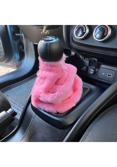 Yumuşak Peluş Vites Körüğü Vites Süsü Şeker Pembe
