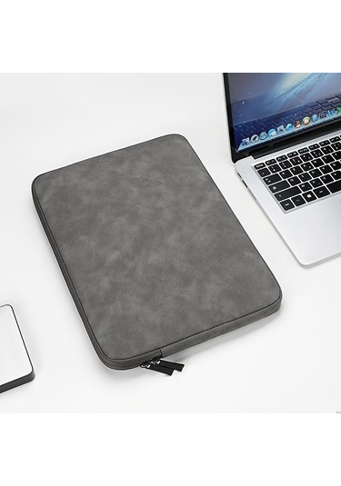 Pu Deri Dizüstü Bilgisayar Kılıfı İnce Saklama Çantası Macbook Uyumlu İçin Koyu Gri 11 İnç, Diğer