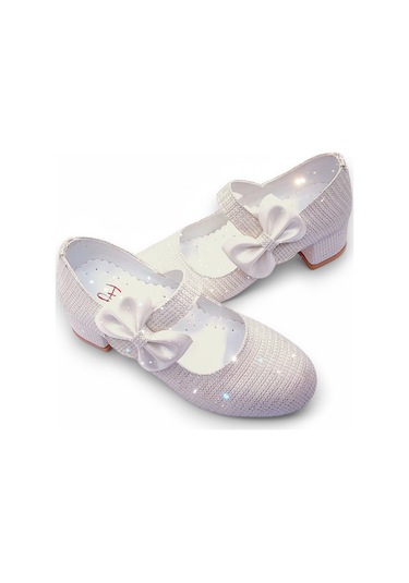 Beebron Ortopedik Topuklu Abiye Kız Çocuk Ayakkabı Shining Series Abiayk2401 Simli Krem Krem