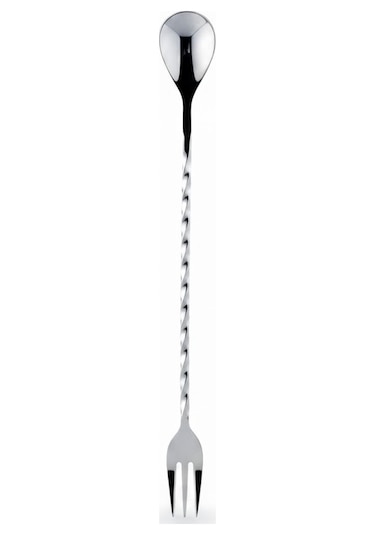 304 Kalite 30 Cm Paslanmaz Çelik Kokteyl Kaşığı Çatallı Profesyonel Bar Kaşığı
