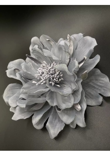 Amely Rid Kumaştan Büyük Çiçek Fiyonk Broş Tokalı 236336077 Gri