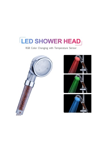 Monyee Led Isı Algılayıcı Duş Başlığı - Rgb Renk Değişimi Ve Negatif İyon Su Temizleme Özelliği Çok Renkli