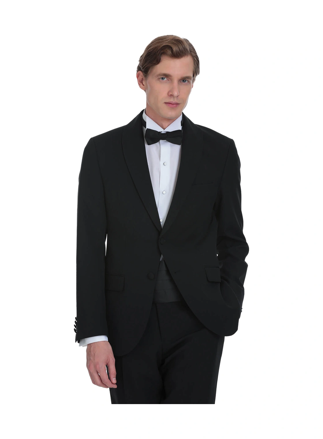 Hatemoğlu Siyah Slim Fit Çıkma Şal Yaka Damatlık Siyah