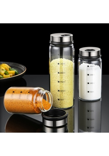 Kosona 150ml Cam Baharat Kavanozu, 4 Farklı Çıkış Açığı, Döner Kapağı Ve Ölçü İzleriyle Dayanıklı Diğer