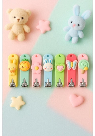 Pratik Güvenli Kullanım Bebek Çocuk Renkli Figür Tırnak Makası 1 Adet Karakterli Şirin Tırnak Makası Çok Renkli