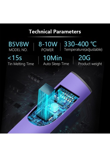 Yifomall Taşınabilir Şarjlı Lehim Makinesi - 330-400 C Ayarlanabilir Sıcaklık, 8w Güç, Dahili Pil, Lehim Ucu Hediyeli
