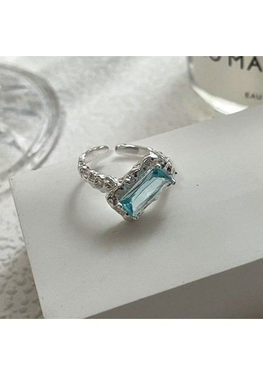 Soulader Kadınlar İçin Zarif Gümüş Kaplama Şık Aşk Yüzüğü Modelleri Mavi