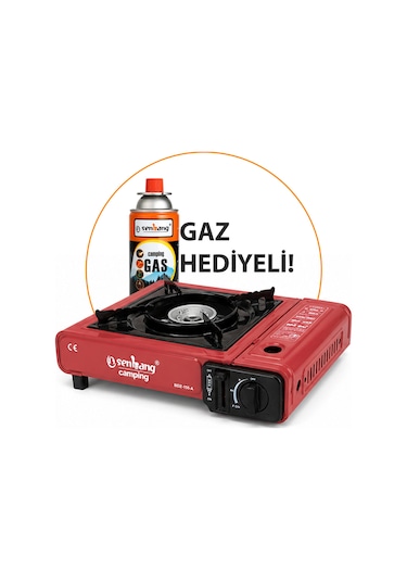 Tekli Portatif Kamp Ocak Gaz Stop Emniyetli 1 Adet 227 Kartuş Kırmızı