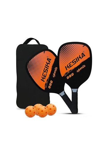 Hangfox Kesıka Turuncu Ahşap Piknik Raketi Seti - 2 Raket 4 Top Spor Çantası İle Dış Mekan Sporları İçin Dayanıklı Spor Malzemesi