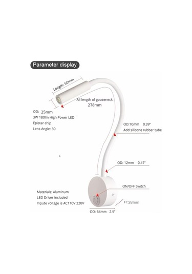 Ulzyvf 3w Led Duvar Lambası, Otel Okuma Işığı, Anahtarlı Usb Kitap Lambası, 2 Adet Beyaz Beyaz