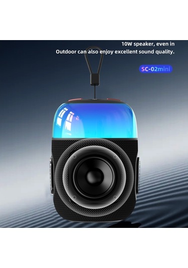 Hopestar SC-02MİNİ 10W RGB Işıklı 5.3 Bluetooth Taşınabilir Kablosuz Hoparlör