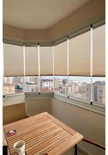 Bej 09-03 Plise Perde - Katlanır Cam Balkon Perdesi Bej