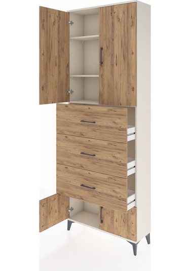 Arges Dolap 3 Raflı 3 Çekmeceli 4 Kapaklı 88x30x243 Aytaşı-çam Aytaşı