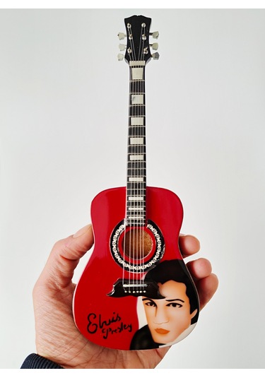 El Yapımı 1/4 Ölçek Minyatür Elektro Akustik Gitar Elvis