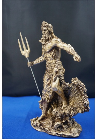 Mitolojik Tasarım Poseidon - Ev Ofis Dekoratif Hediyelik Aksesuar 26 Cm Altın