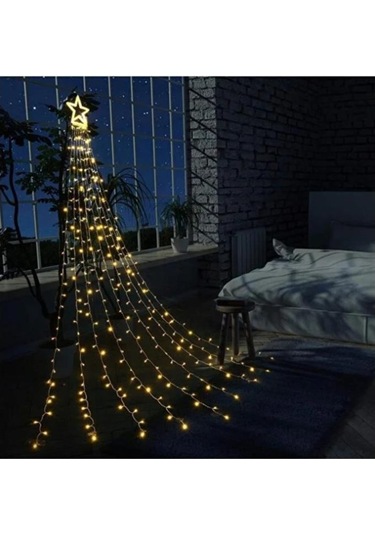 Yıldız Sarı Tepe Güneş Enerjili Solar Led Işık Yılbaşı Led Işık Sarı