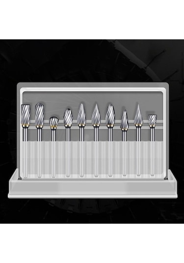 Tongxida 10 Adet Karbür Freze Seti - Tungsten Çelik Tek-kesim, Uygulamalı Alet Seti