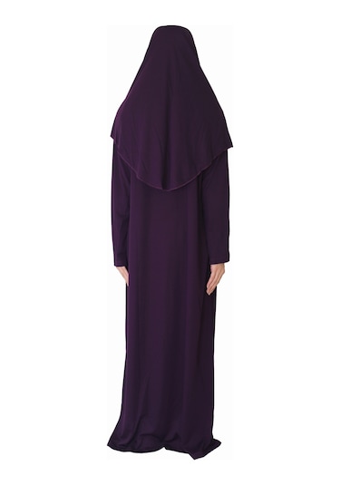 Koyu Mor Fermuarlı Namaz Elbisesi Koyu Mor