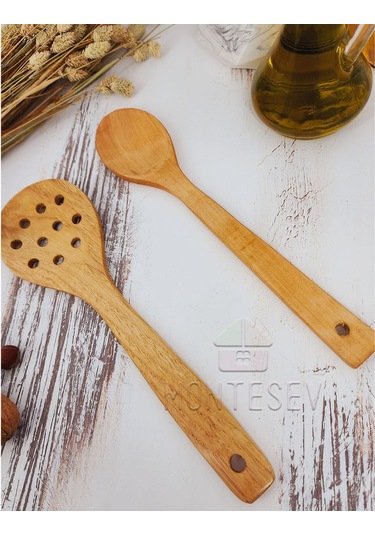 Ahşap Tahta Mutfak Kaşık Seti 2 Parça Kayın Şimşir Ağacı 2-5
