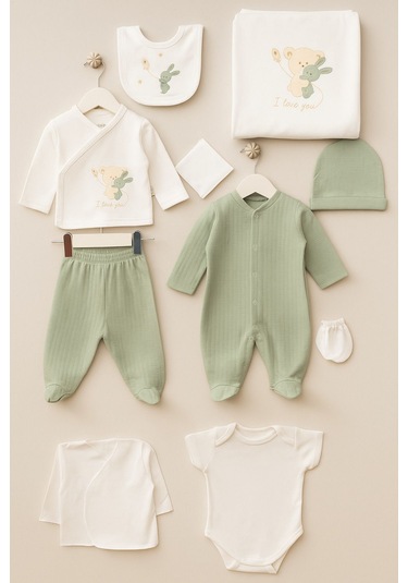 Bebitof Sevimli Ayıcık Tavşan 10parça Hastane Çıkışı Yeşil