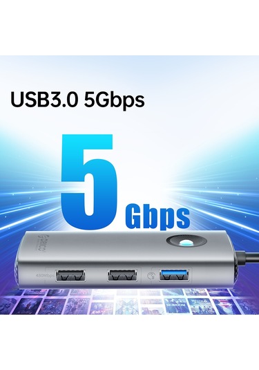 Sones Orıco Pw11-5p Type-c / Usb-c 5'i 1 Arada 5 Gbps Çok İşlevli Yerleştirme İstasyonu Koyu Gri