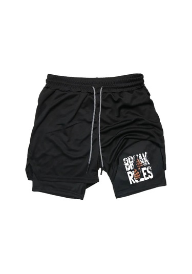 Hızlı Kuruyan 2 İn 1 Yetişkin Unisex Spor Break Rules Baskılı Taytlı Şort Fitness Gym Antrenman Halı Siyah