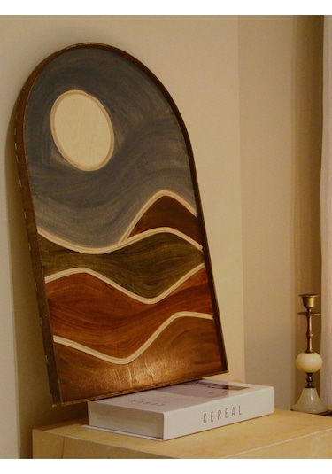 Cıgılwood Mountaın And Moon Ahşap Bohem Tablo