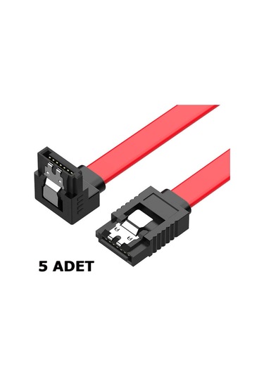 40 cm Sata Data Kablo - 90 Derece - Metal Klips - 5 Adet