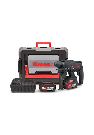 Kress KUC60.2 20 V 4.0Ah. 2.0J Li-ion Çift Akülü Şarjlı Kömürsüz Profesyonel Sds-Plus Pnömatik Kırıcı Delici