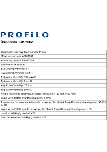 Profilo ATT6A361 60 CM Aspiratör Siyah