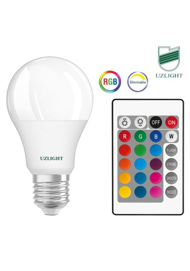 Uzlight Uzaktan Kumandalı 10 Watt Rgb Led Ampul E27 Beyaz Işık