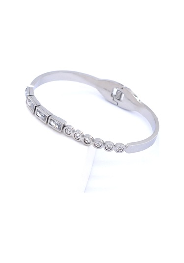 Bz 316l Çelik Zirkon Taşlı Kadın Spor Kelepçe Blz-348 Beyaz