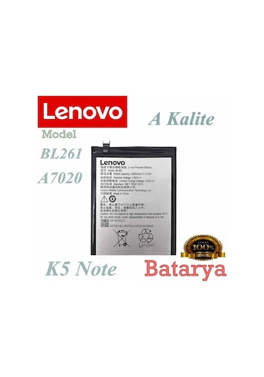 Lenovo K5 Note Batarya Bl261 Model A7020 Uyumlu Yeni Üre