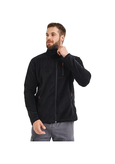 Genius Store Tam Fermuarlı 3 Cepli Outdoor Erkek Polar Ceket Tactical Flecee Siyah