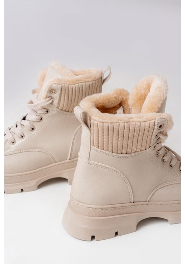 Asm-080 Bej Bağcıklı Günlük Kadın Bot-bej Bej