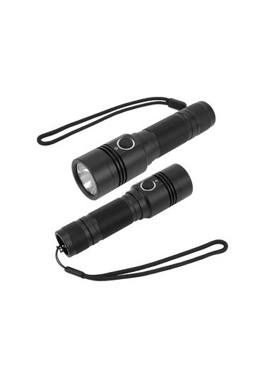 Güçlü Led T6 El Feneri Usb Şarj Edilebilir Açık Kamp Su Geçirmez Meşale Siyah