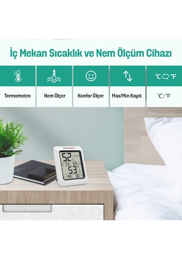 Thermopro Tp50 Termometre İç Mekan Dijital Sıcaklık Ve Nem Ölçer - 2 Adet