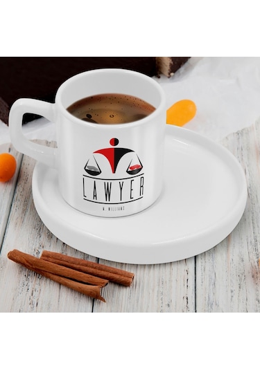 Bk Gift Kişiye Özel Sunum Tabaklı Avukat Tasarımlı Kahve Fincanı-3, Sevgiliye Hediye, Arkadaşa Hediye, Avukata Hediye Kobitmeyen137767 Bk Gift