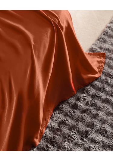 Madame Coco Ciel Tek Kişilik %100 Pamuk Saten Lastiksiz Çarşaf - Turuncu 8684427182055 Turuncu