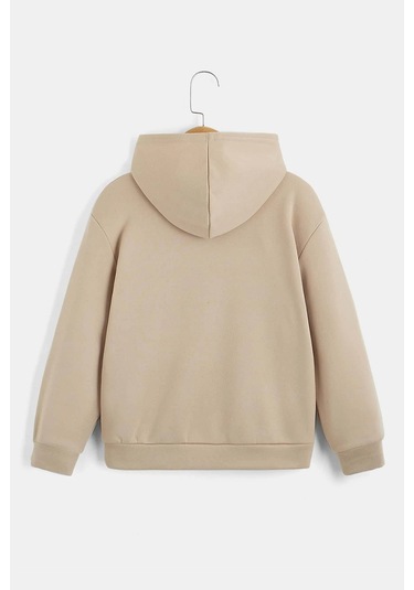 Ny Baskılı Erkek - Kız Çocuk Rahat Kalıp Sweatshirt Bej